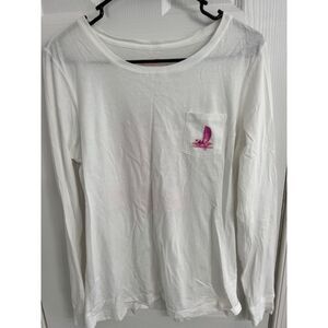 Vineyard Vines White Long Sleeve Graphic T-Shirt Sailboat Print Womens Sz S NWOT